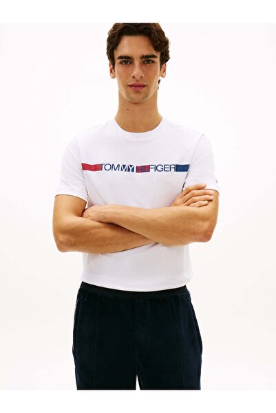 Tommy Hilfiger BRAND LOVE STRIPE TEE - LOGO BASKILI T-SHIRT