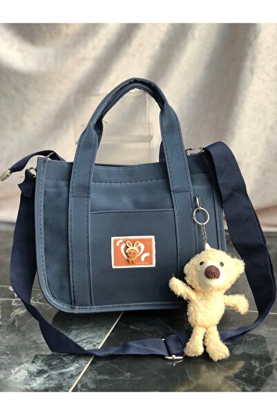 MEESÇanta Ayıcık Peluş Hediyeli Kanvas Mini Tote Çanta