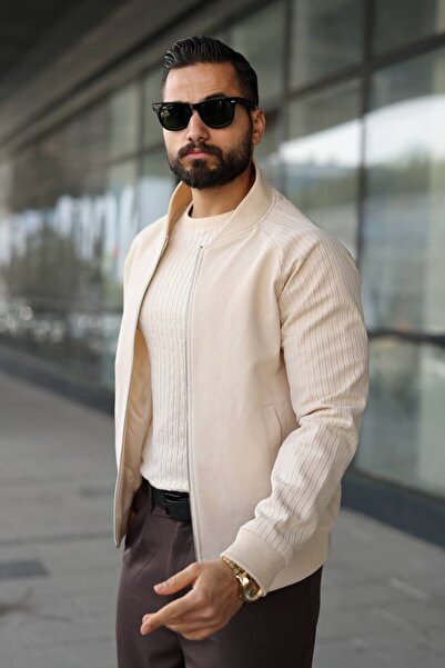 BASEL.CO Ειδική Σειρά Bomber College Jacket με Λεπτομέρεια στο μανίκι