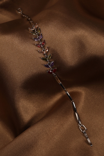 Süspüs Accessories 14k Xuping Silver Renk Zirkon Taşlı Renkli Başak Modeli Bi...