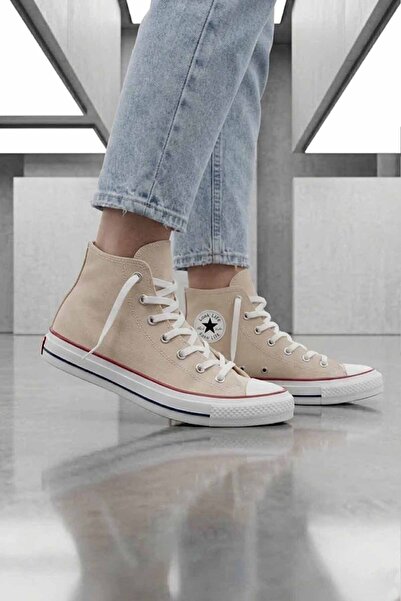 rekorsport Pantofi sport unisex, bej, din pânză, cu gleznă înaltă