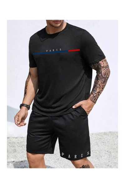 bellanova - Set tricou și pantaloni scurți, imprimat cu șireturi