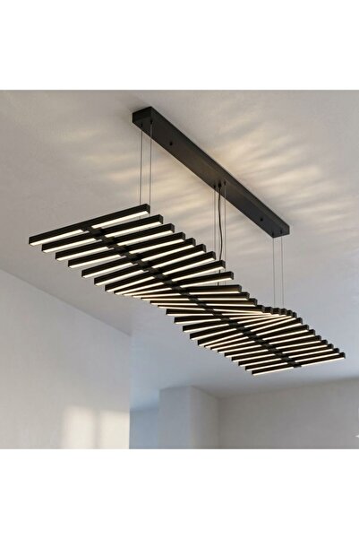 Majestic Home Tali Modern Wave Linear Pendant Light, Black LED Island Lightin...