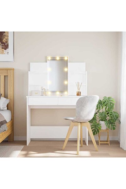 vidaxl Μπουντουάρ με LED Φώτα Λευκό 96x40x142 εκ.