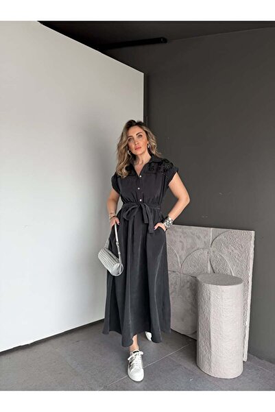 QİMYA BUTİK EGZOTΙΚΟ ASORTΙΚ Γυναικείο Φόρεμα με Δαντέλα στο Στήθος, Κουμπιά,...