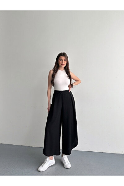 Liva Style Co Siyah Rahat Kesim Ayrobin Pantolon