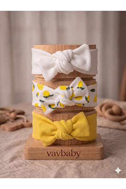Baby Girl 3-Piece Bandana Set with Rib Bow - Yellow