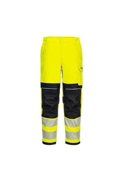 PORTWEST Pantaloni de lucru, reflectorizanti, ignifugi, cu buzunare, galben/n...