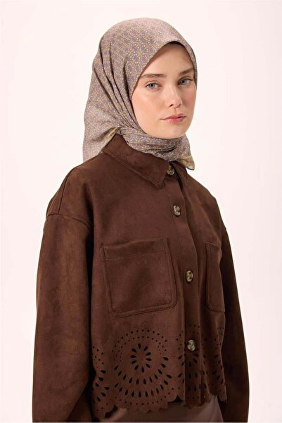 Silk Home Λεπτό βαμβακερό μαλακό κασκόλ παστέλ μωβ-μουσταρδί με σχέδιο βιζόν,...