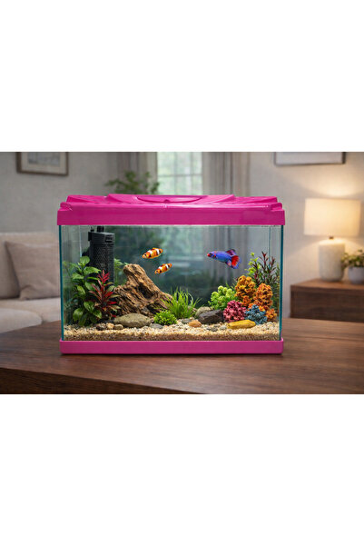 AQUA ROYAL PETSHOP 30 Litre Pembe Cam Akvaryum 50x30x20 cm 4mm Dayanıklı Cam ...