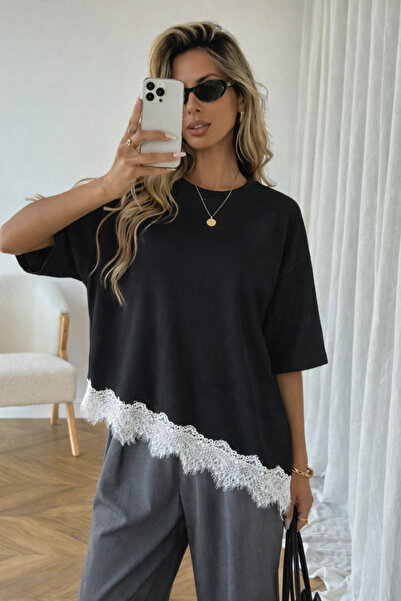 MOONBULL Γυναικείο μπλουζάκι με μονόχρωμη ασύμμετρη φούστα με λεπτομέρεια από...