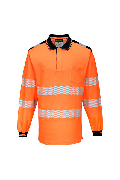 PORTWEST Tricou de lucru, reflectorizant, cu buzunare, portocaliu/negru