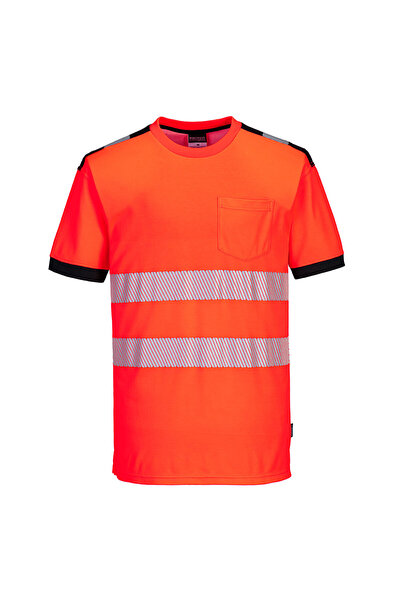PORTWEST Tricou de lucru, reflectorizant, negru/rosu