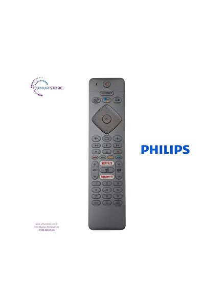 Herz Philips İle Uyumlu Model 50PUS7304/62 Mikrofonlu Smart TV Kumanda-Gri
