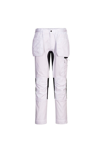 PORTWEST Pantaloni de lucru, stretch, cu buzunare holster, alb