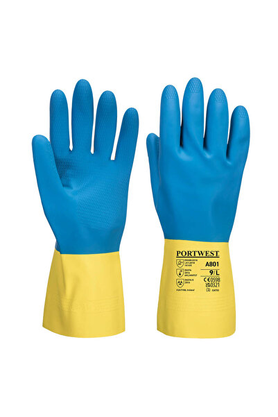 PORTWEST Manusi de protectie, latex, talie elastica, galben/albastru
