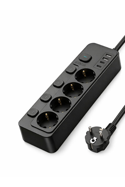 BONTEC Akım Korumalı Priz, 4'lü Priz Soketi, 2x Usb Girişi, 2x Type-C Girişi,...