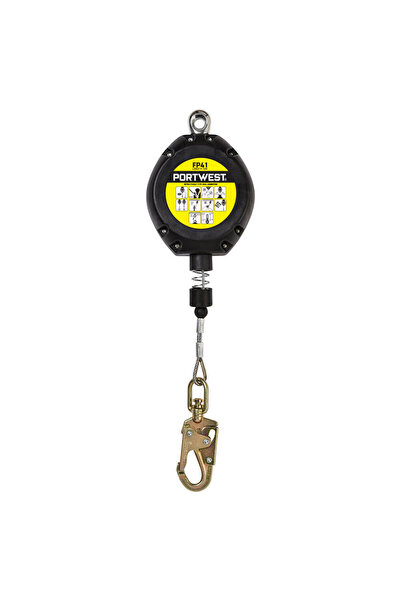 PORTWEST 10m Retractable Fall Arrest Block, lucru la inaltime, negru