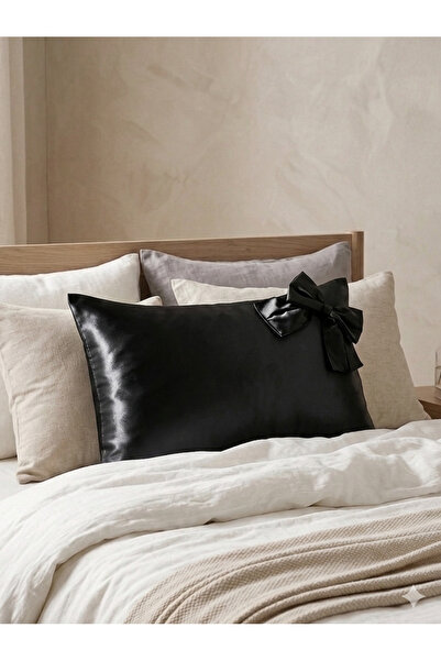 Cherry Bloom Cotton Μαύρη κορδέλα σατέν με φερμουάρ 50x70