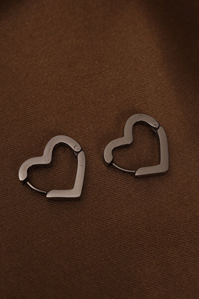 Süspüs Accessories أقراط فضية من الفولاذ على شكل قلب صغير