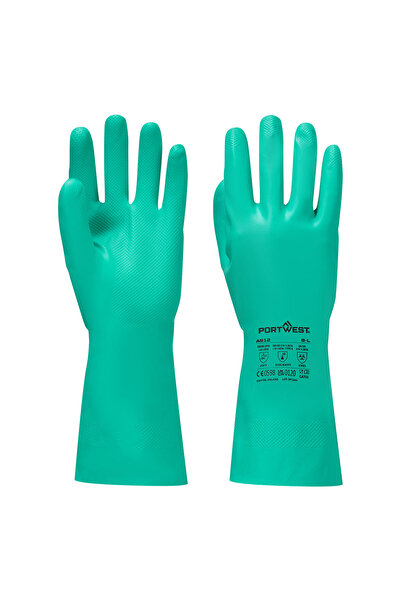 PORTWEST Manusi de protectie, nitril, protectie chimica, laborator, verde