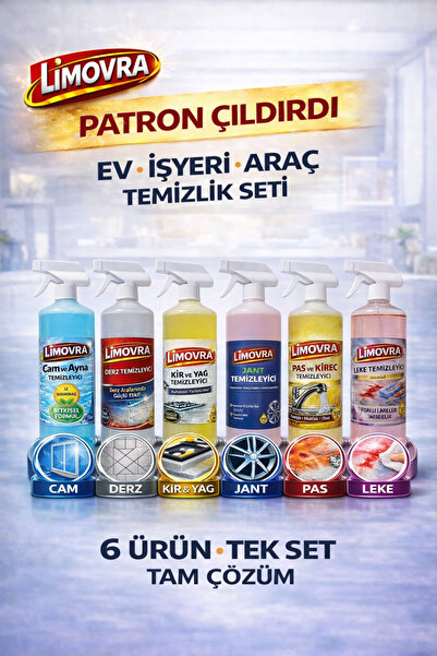 LİMOVRA 6 lı Temizlik Seti Derz-Cam-Yağ-Leke-Pas-Jant 6x750ML
