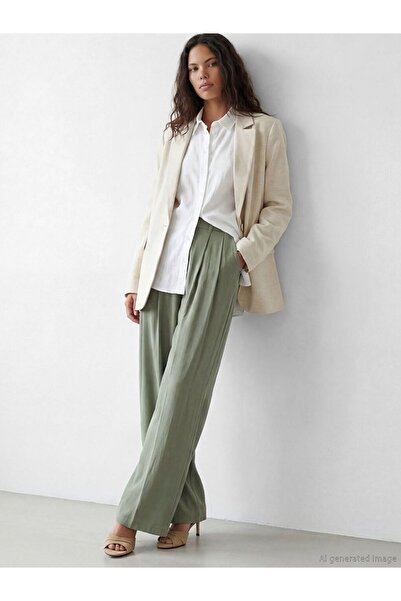 LC Waikiki Lcw Modest High Waist Pleated Women's Fabric Trousers