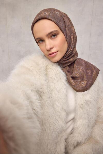 Silk Home Κασκόλ από βισκόζη Velora Ashy Mink με σχέδιο τριφύλλι, σταθερή στά...