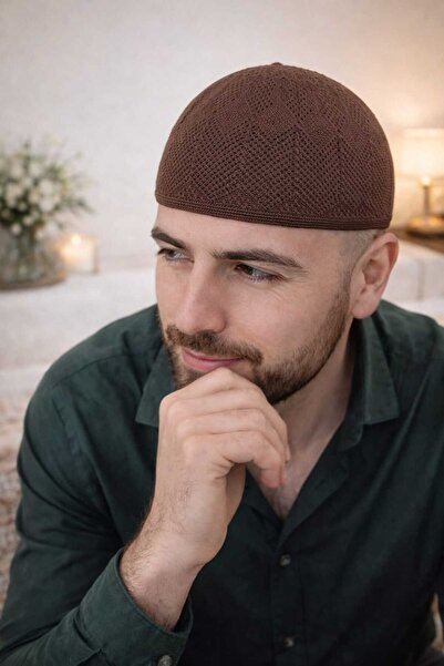 Takke ® Niyaz – Makine Örgü Premium Seri | Kahverengi