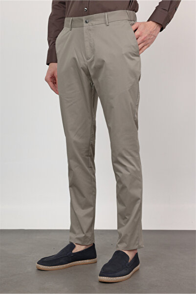 İmza Παντελόνι Chino από βαμβάκι σε χρώμα πέτρας με πλαϊνή τσέπη, στενή εφαρμ...