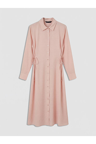 LC Waikiki Lcw Modest Pink Tie-Waist Modal Blend Shirt Dress with Nevavm Diff...