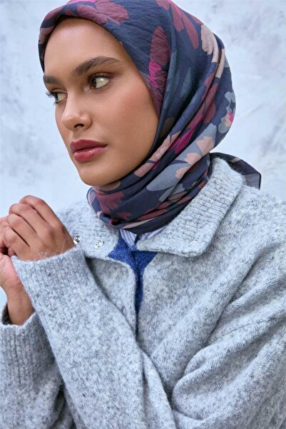 Silk Home Κασκόλ από βισκόζη Velora με σχέδιο σε σκούρο μπλε ναυτικό-μπεζ χρώ...