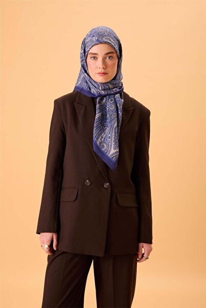 Silk Home Κασκόλ από βισκόζη με μείγμα βελορά, μωβ-μπλε λιλά με ασημί σχέδιο ...