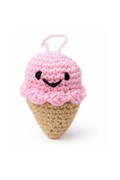 OEM Crochet Ice Cream Keychain - Pink - Handmade Gift