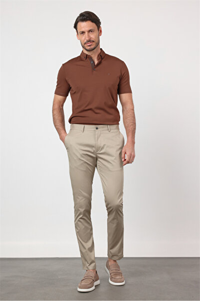 İmza Beige Side Pocket Slim Fit Cotton Chino Trousers 1003260168