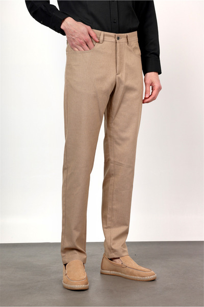 İmza Σκούρο Μπεζ 5 Τσέπες Βαμβακερό Παντελόνι Στενής Γραμμής 1003260170