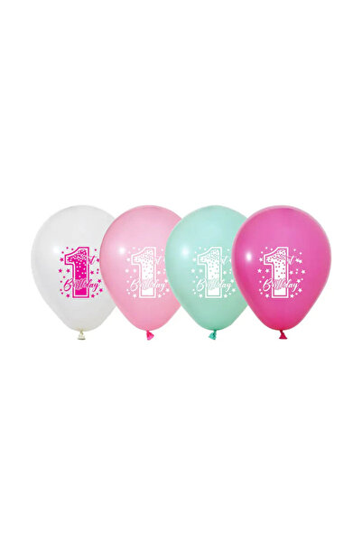 KESKİN SOUND First Birthday Stars Girl Balloons 100Pcs