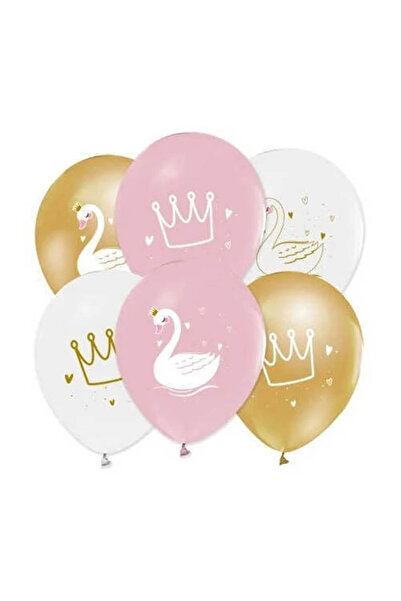KESKİN SOUND Swan Printed Balloons 100 Pcs