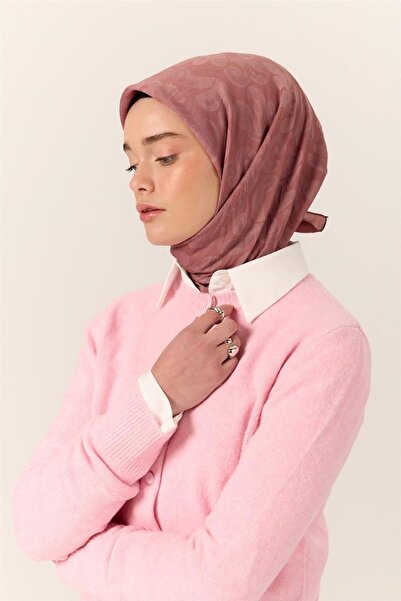 Silk Home Κασκόλ από βισκόζη με μείγμα βελόρα, με μοτίβο ροζ-πούδρα, λεπτής υ...