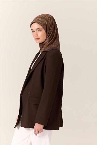 Silk Home Κασκόλ από βισκόζη και βελορά με μοτίβο καφέ-γάλακτος-μινκ, με απαλ...