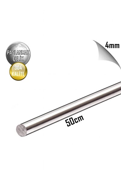 abcpaslanmaz Paslanmaz Çelik Çubuk Mil Ø 4 mm ( 50 Cm x 2 Adet ) 304 Kalite