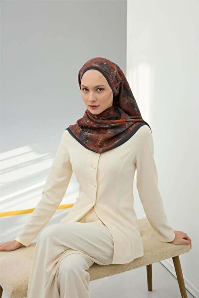 Silk Home Κασκόλ Βισκόζη Βελούδινο Ανθρακί Τέσσερις Εποχές 90x90