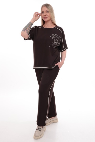 zitex Σετ αθλητικής φόρμας από ύφασμα Modal με λεπτομέρειες από κέντημα και π...