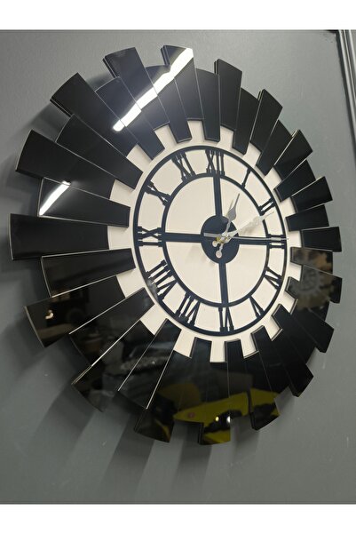 LotusLazer Tasarım 50x50cm Piyano Model Siyah Beyaz Duvar Saati MDF Üzeri Lük...