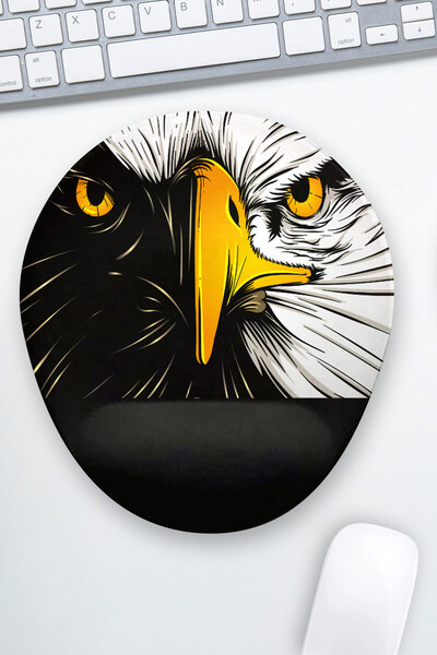 Kara Kartal Temalı Bilek Destekli Mouse Pad