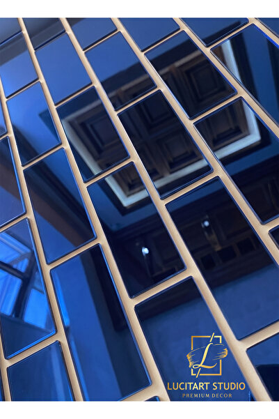 LucitART Dekoratif Tuğla Desenli Mavi Pleksi 30 Adet 5x9cm Kendinden Yapışkanlı