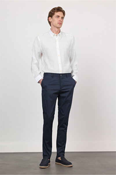 İmza Navy Blue Side Pocket Slim Fit Cotton Chino Trousers 1003260168