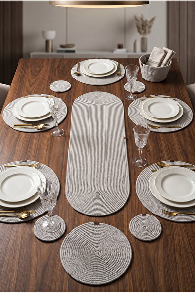 Livset Home 14 Parça Lüks Amerikan Servis Takımı 6 Supla 6 Bardak Altı 1 Ekme...