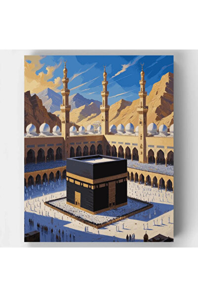 RivArte Sayılarla Boyama Seti Ebedi Kıble 40x50cm İslami Tablolar