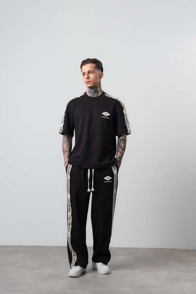 Respire Men's Ffb Stripe Detailed Regular Fit Tracksuit Set Black
